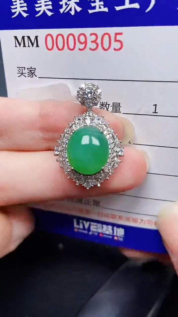 翡翠银S925镶嵌颈饰9305