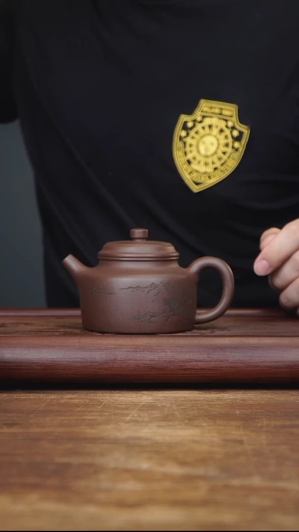 茶壶紫砂250ml 主播作品 刻绘德钟 紫泥