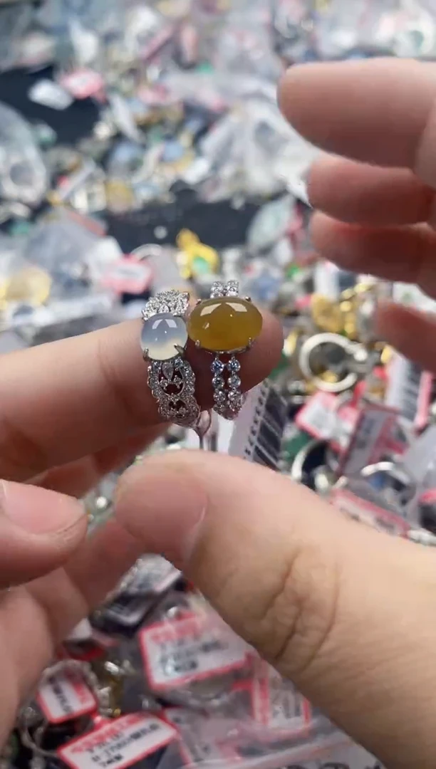 银S925镶嵌戒指翡翠666   3