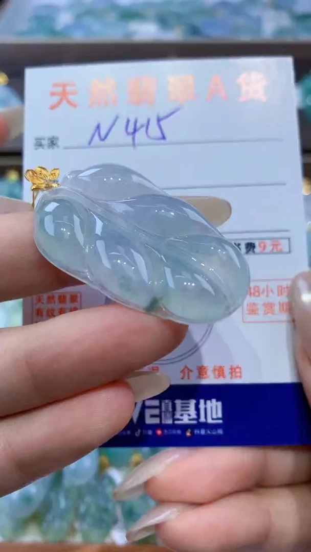 颈饰18K金镶嵌翡翠天然翡翠A货挂件