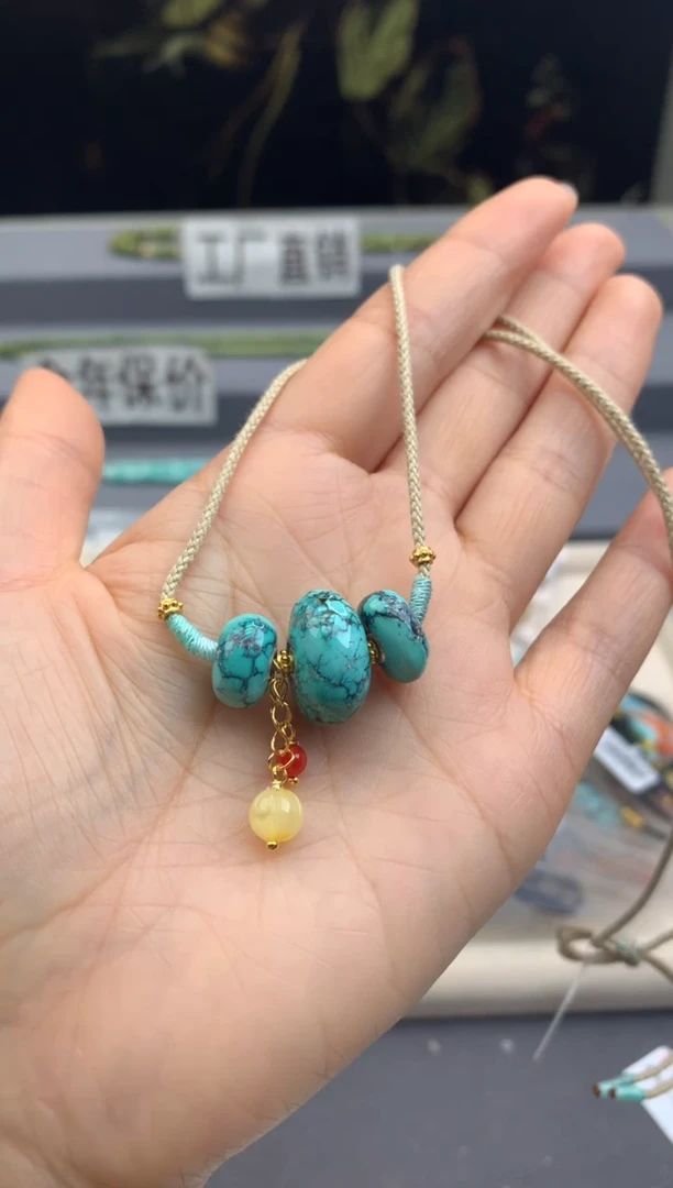 未镶嵌绿松石锁骨链茜.B113