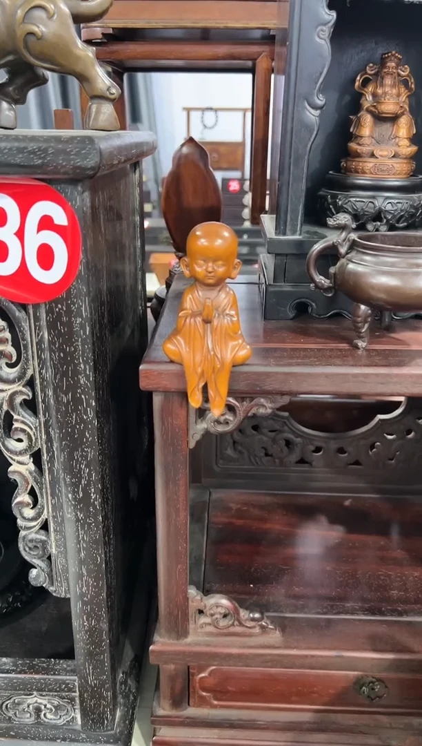 木木 小叶黄杨静心小和尚摆件