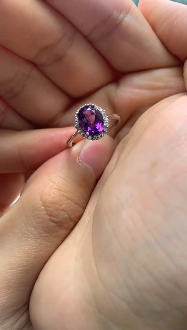 银S925镶嵌戒指紫晶J32-4
