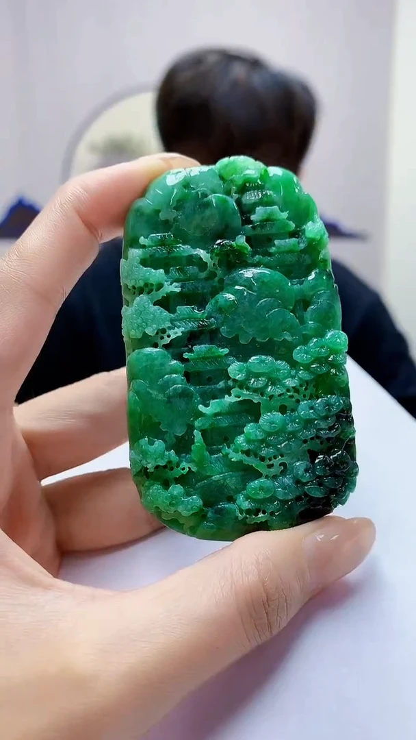 未镶嵌定制翡翠青***样4868MM-毛货挂件