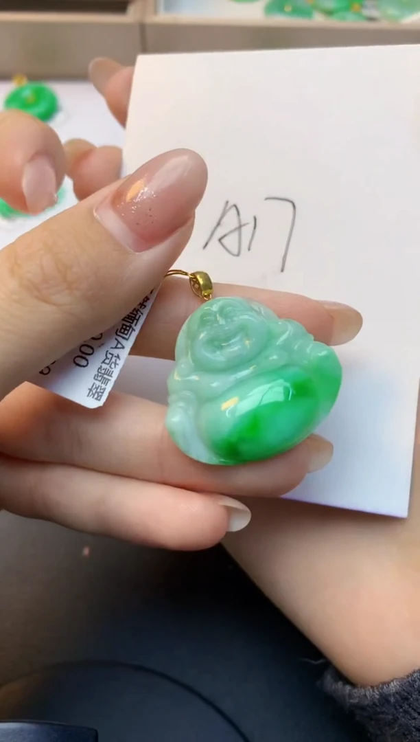 颈饰18K金镶嵌翡翠天然A货缅甸翡翠百元以上9元证书费自理