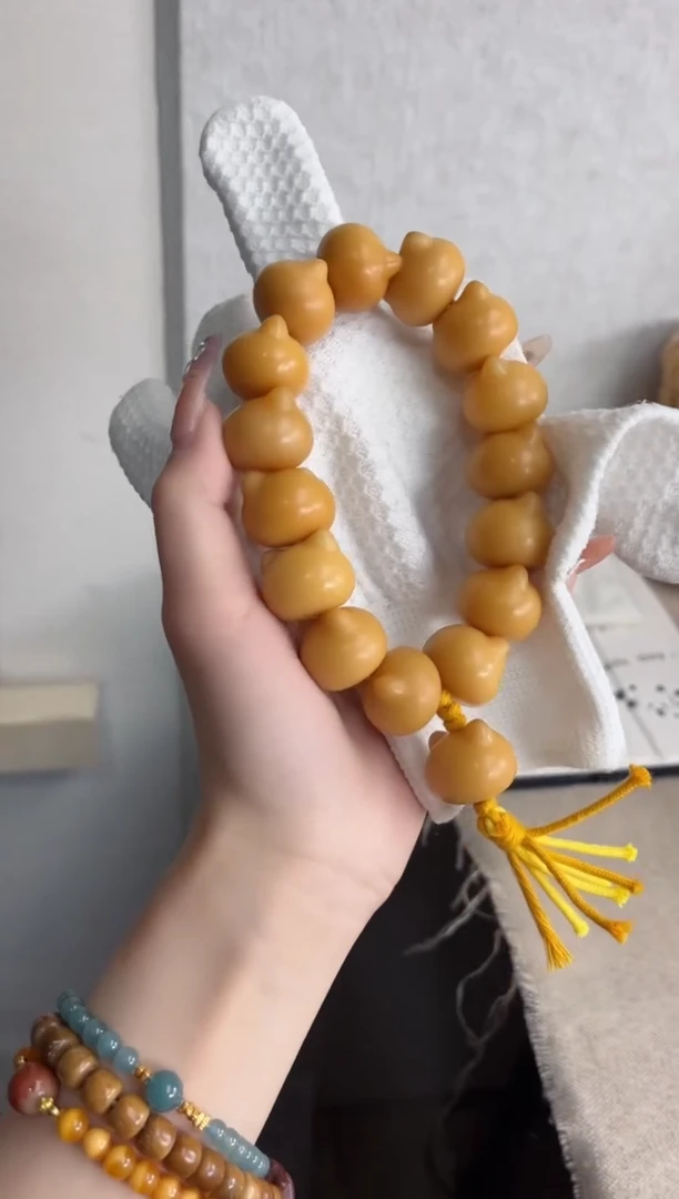 【闪购商品】菩提根/象牙果手串干磨猫猫头21mm手持W56