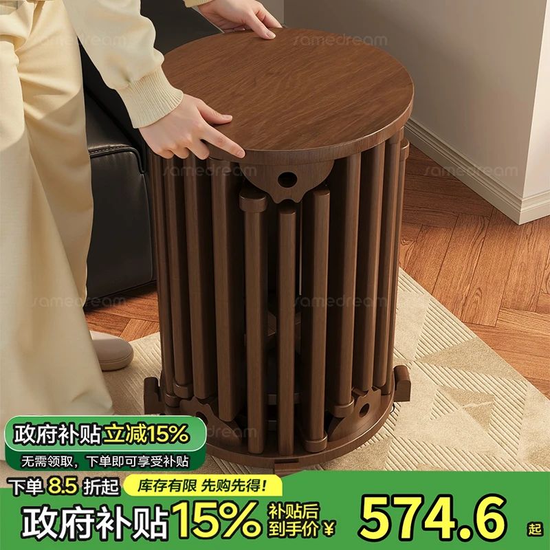 全实木六合一叠叠乐凳子可叠放家用组合凳可收纳备用凳可堆叠圆凳