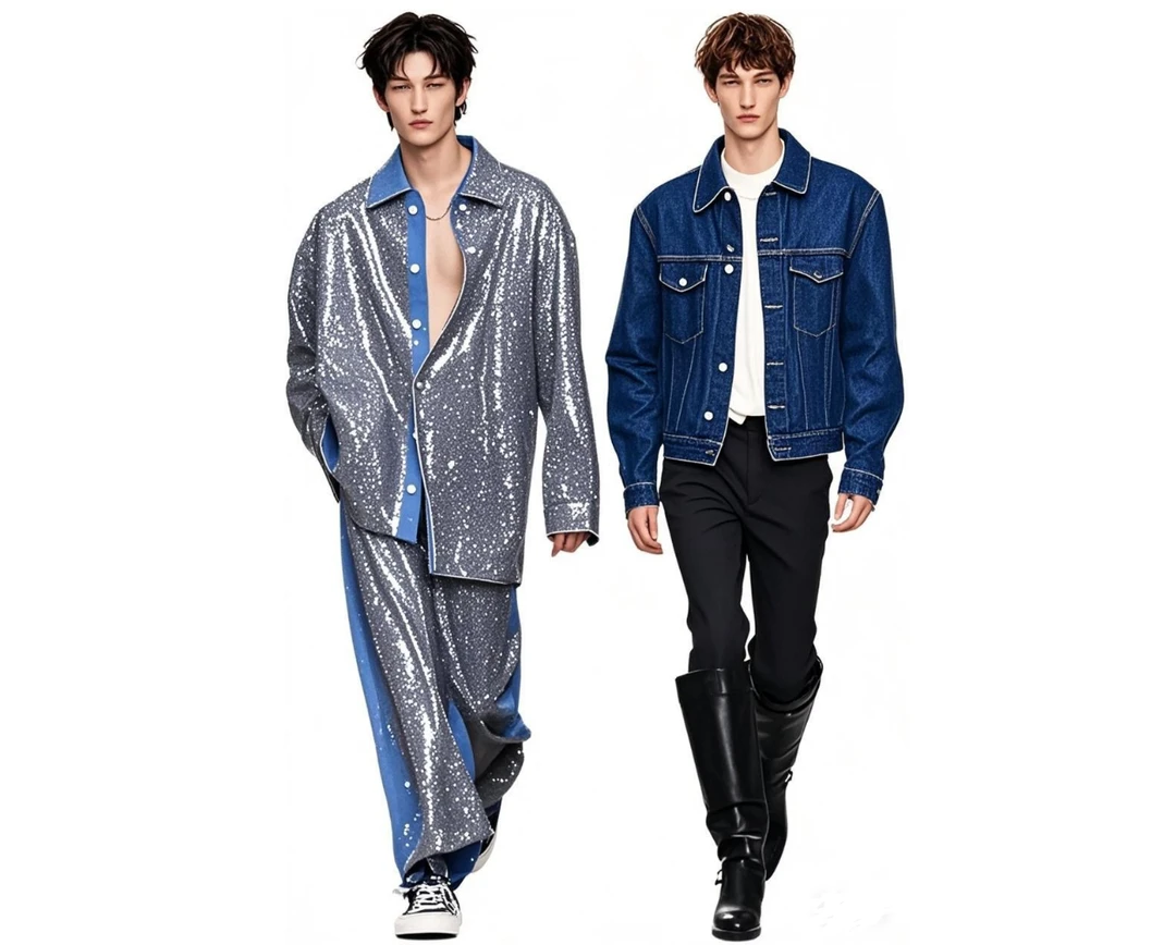 1022-2025春季新款轻奢高级潮牌修身蓝色软牛仔外套百搭时尚