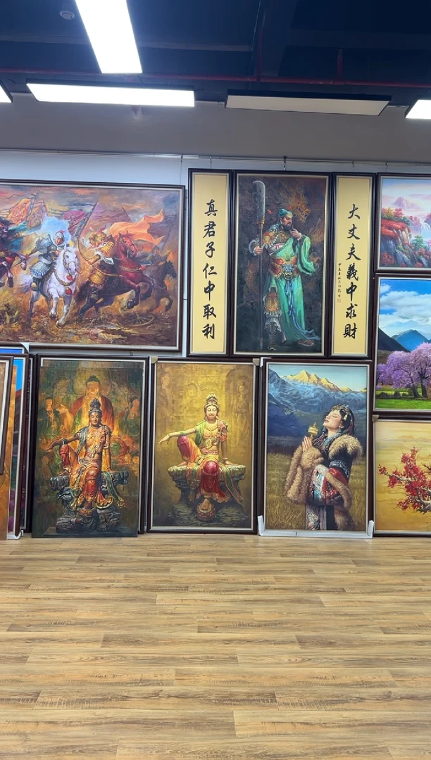 油画手绘 带框70*100 单刀赴会