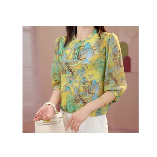 Y1173[高品质]气质优雅时尚碎花衬衫20