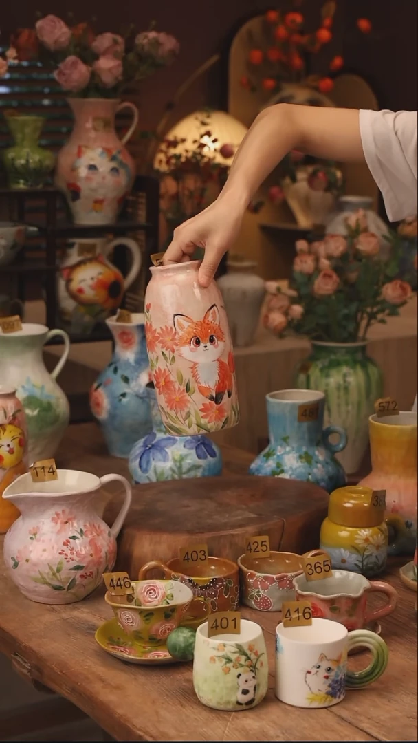 陶瓷539景德镇设计师手作花器摆件侘寂风