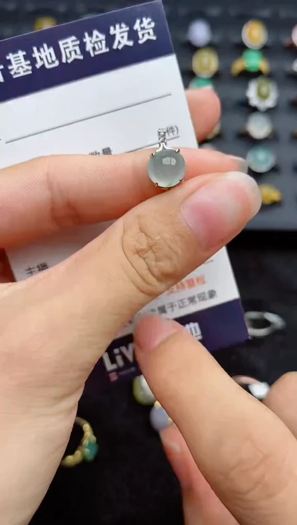 银S925镶嵌戒指翡翠1
