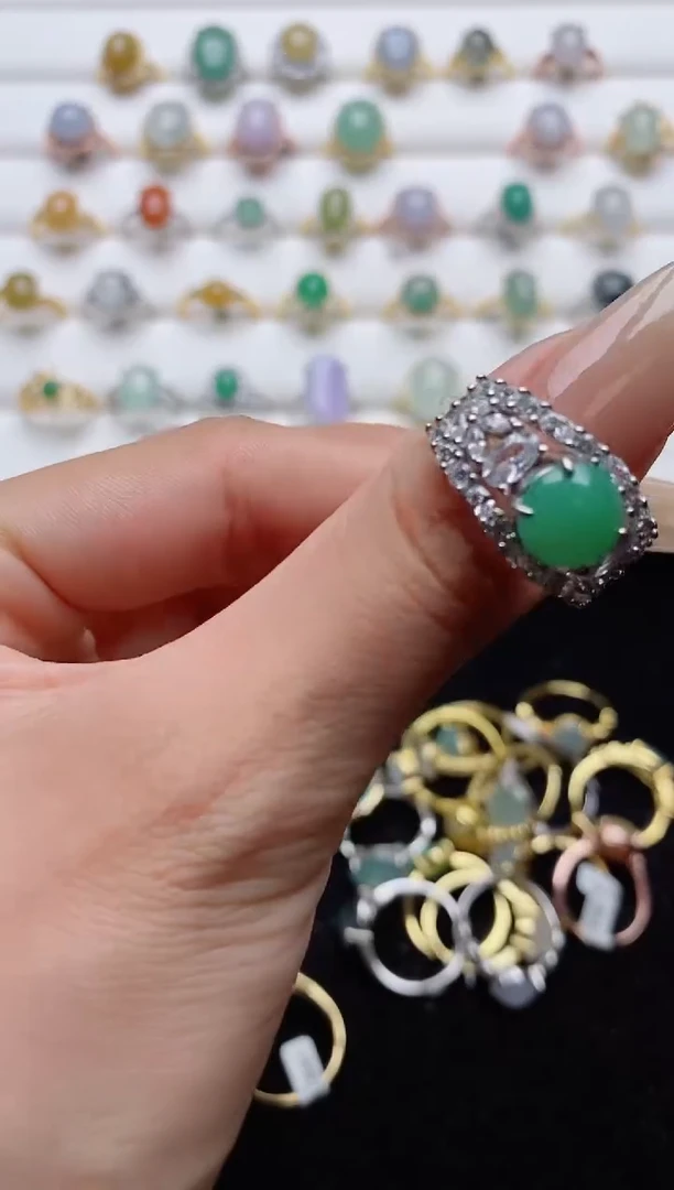 翡翠戒指银S925镶嵌.