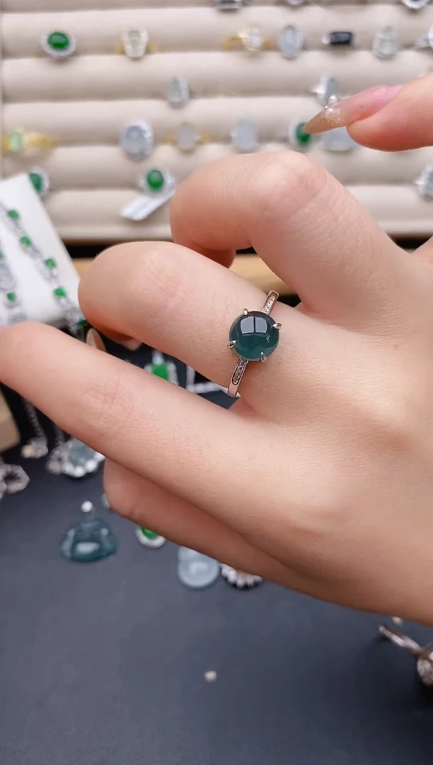 银S925镶嵌戒指翡翠0