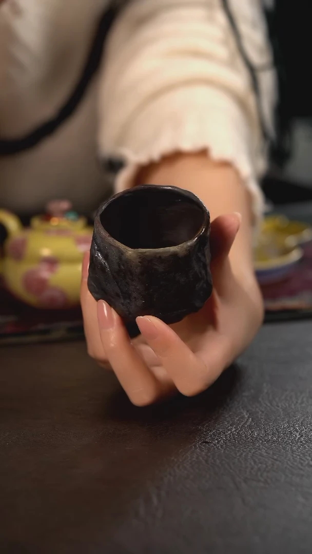 伟壶柴烧熔岩杯 雨