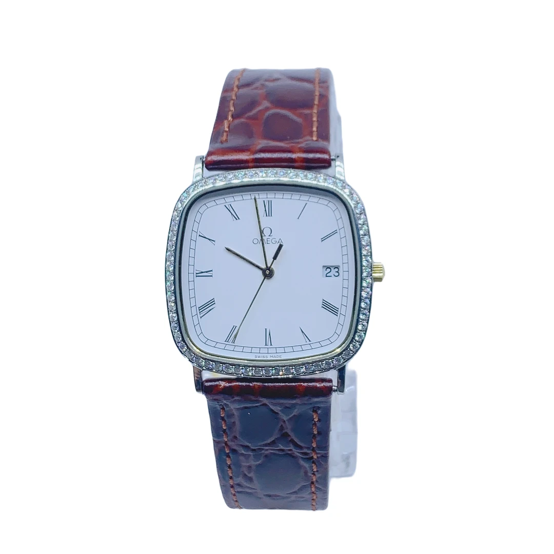 95新 Omega/欧米茄 07578/蝶飞石英表/30方盘/表扣后配/后钻盘