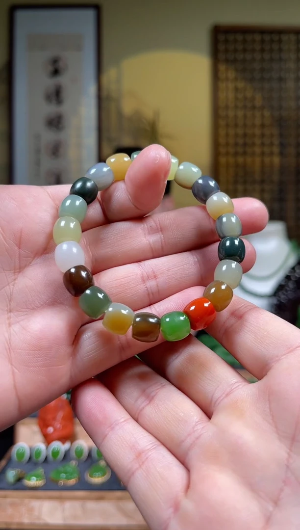 颈饰未镶嵌和田玉9*10mm精工多宝单圈