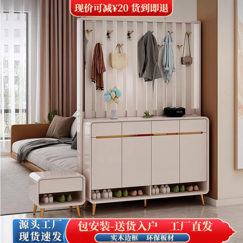 轻奢风玄关柜鞋柜小户型衣帽架一体靠墙入户家用门口多功能挂衣架