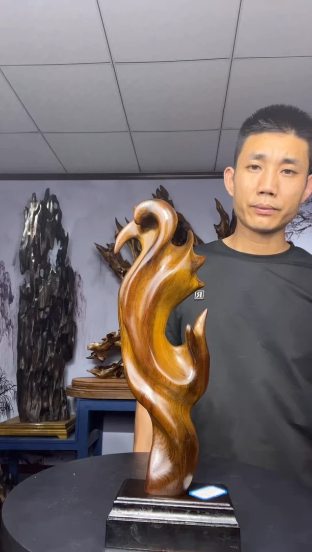 金丝楠木雕款石**转金丝楠木工艺品摆件