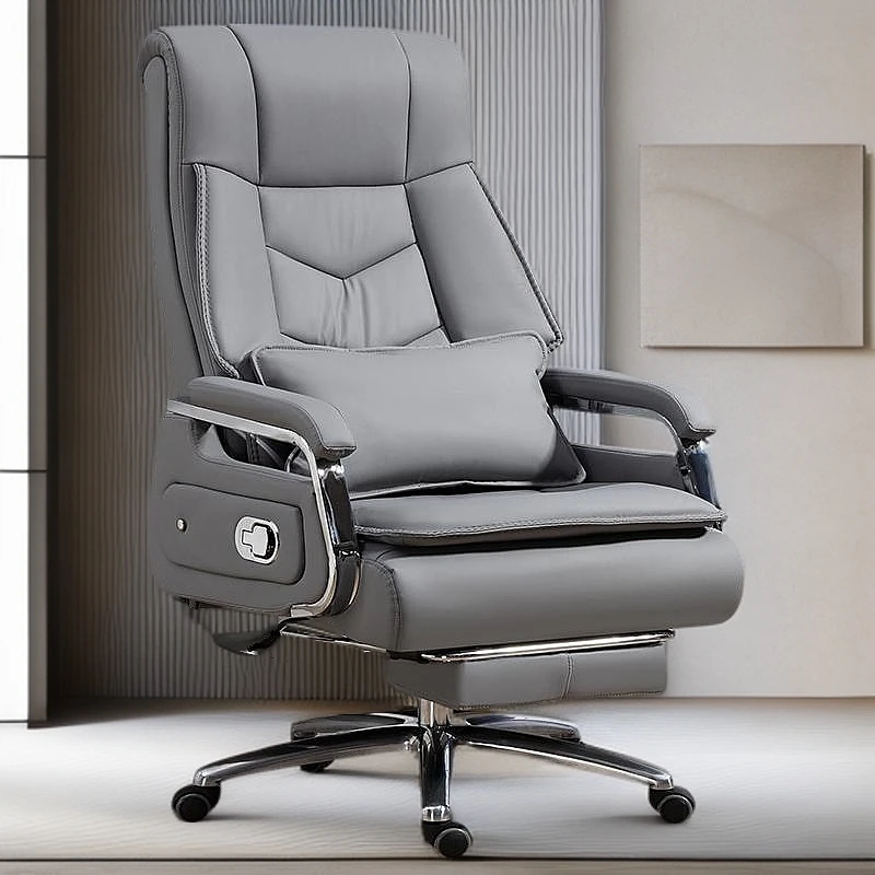 真皮老板椅久坐办公椅家用电脑椅舒适可躺书房椅办公室座椅大班椅