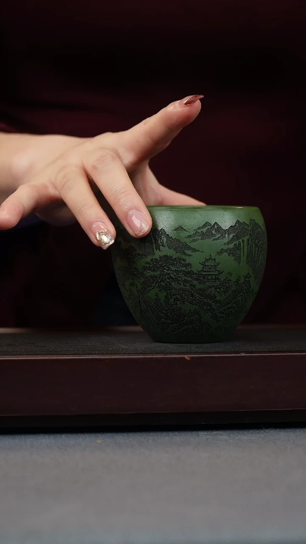 【闪购商品】紫砂茶壶民国绿 山水缸杯