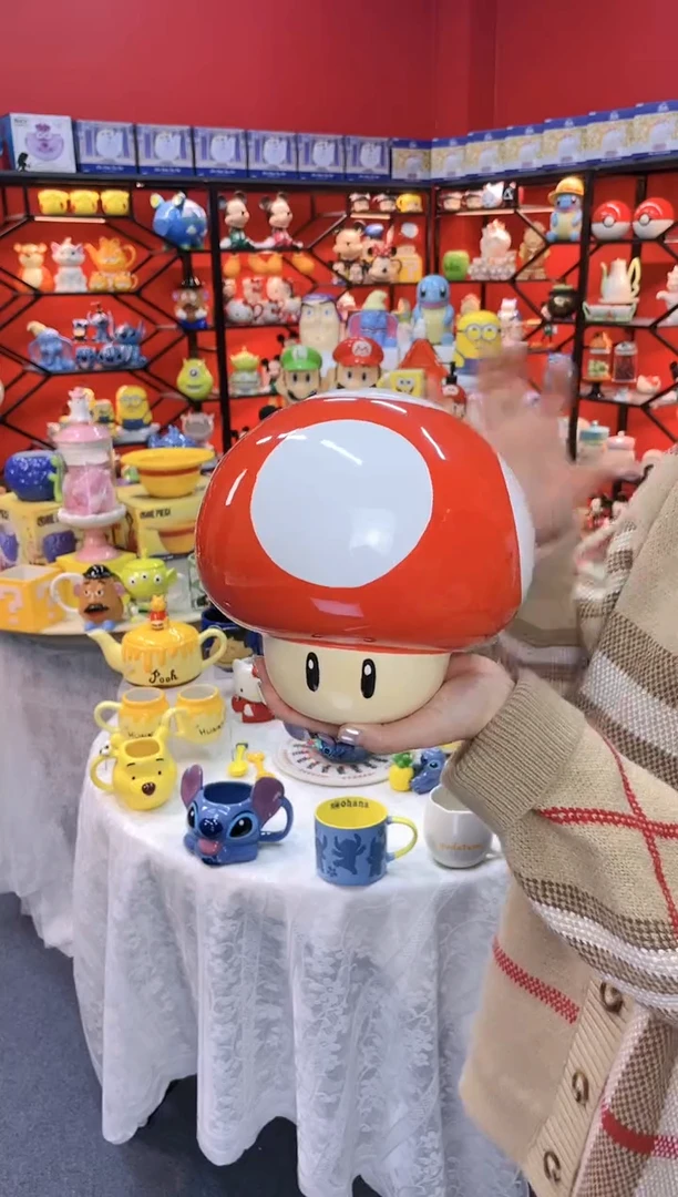 【闪购商品】.@@陶瓷蘑菇头饼干罐