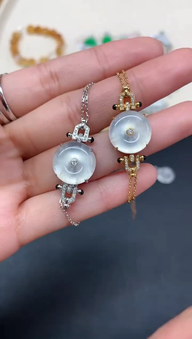 【闪购商品】翡翠手链18K金镶嵌A403|6800