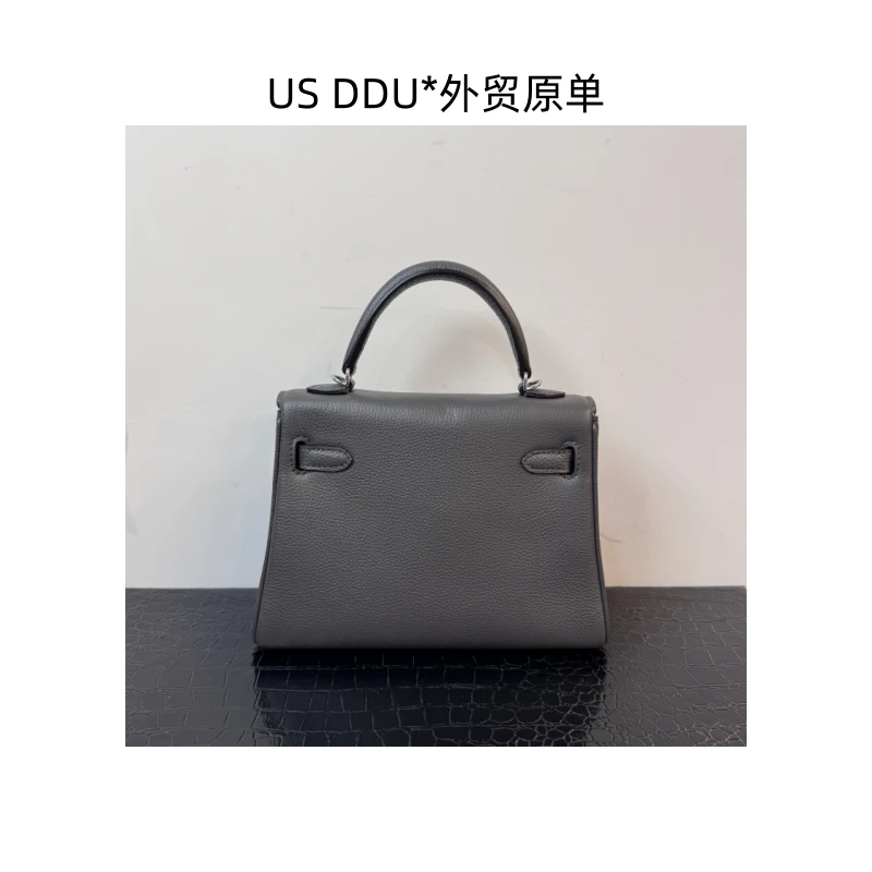 A192 石墨灰银扣凯莉20内缝颈纹togo皮手提包2121/D014