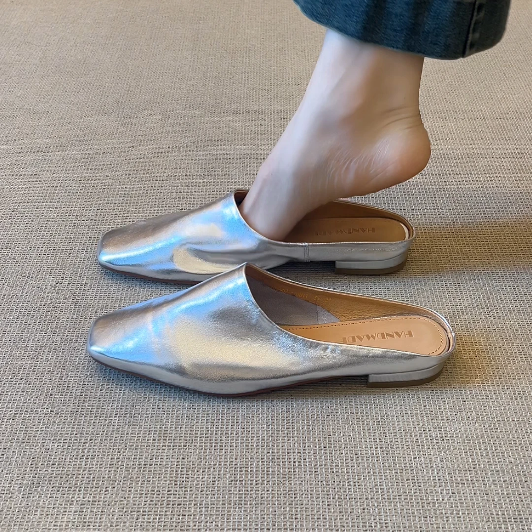 RubyL/1.5cm2025年夏季韩版简约休闲风百搭舒适平底纯色包头拖鞋