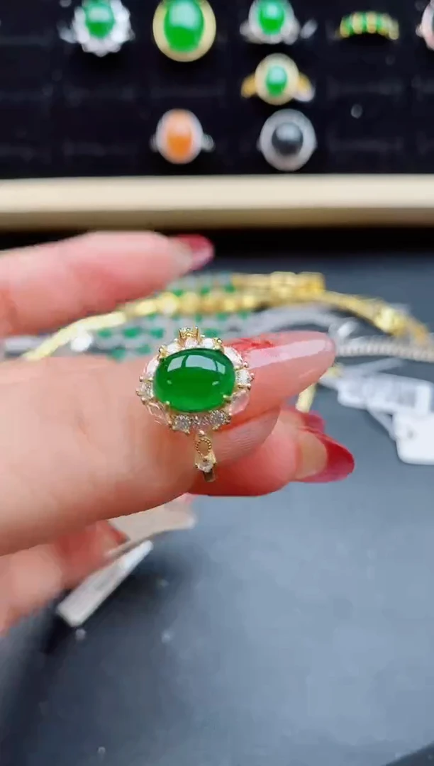 【闪购商品】翡翠戒指银S925镶嵌58050