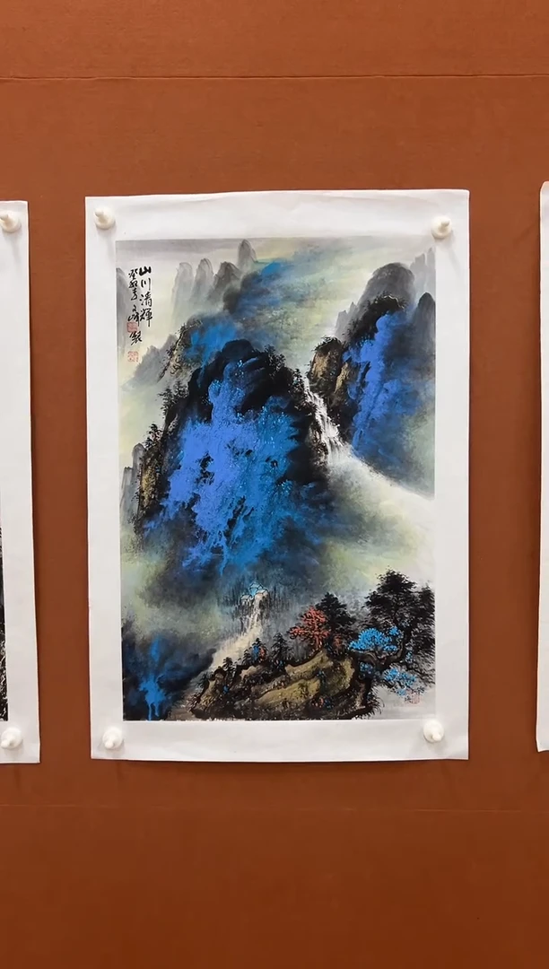 国画李文峰四尺三开泼彩