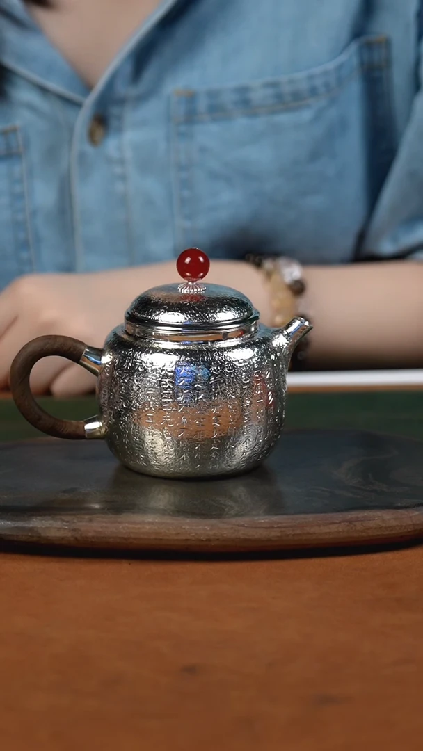 手工锤纹心经泡茶壶