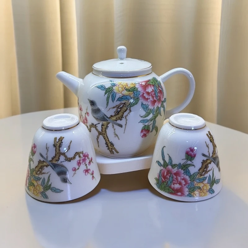 羊子玉喜上眉梢陶瓷手把壶1024手工复古复古家用茶杯白瓷高档茶具