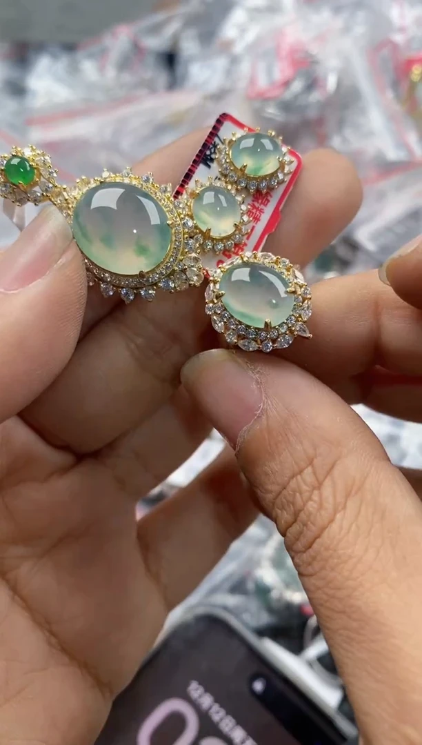 银S925镶嵌戒指翡翠1010---3