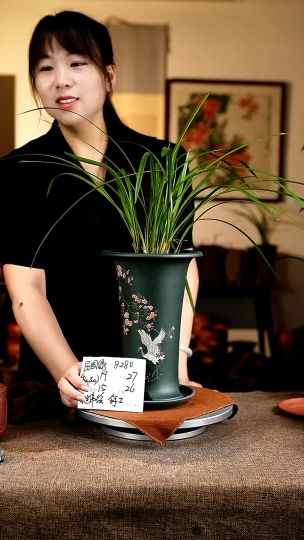 紫砂花盆花卉工艺8280+z果绿