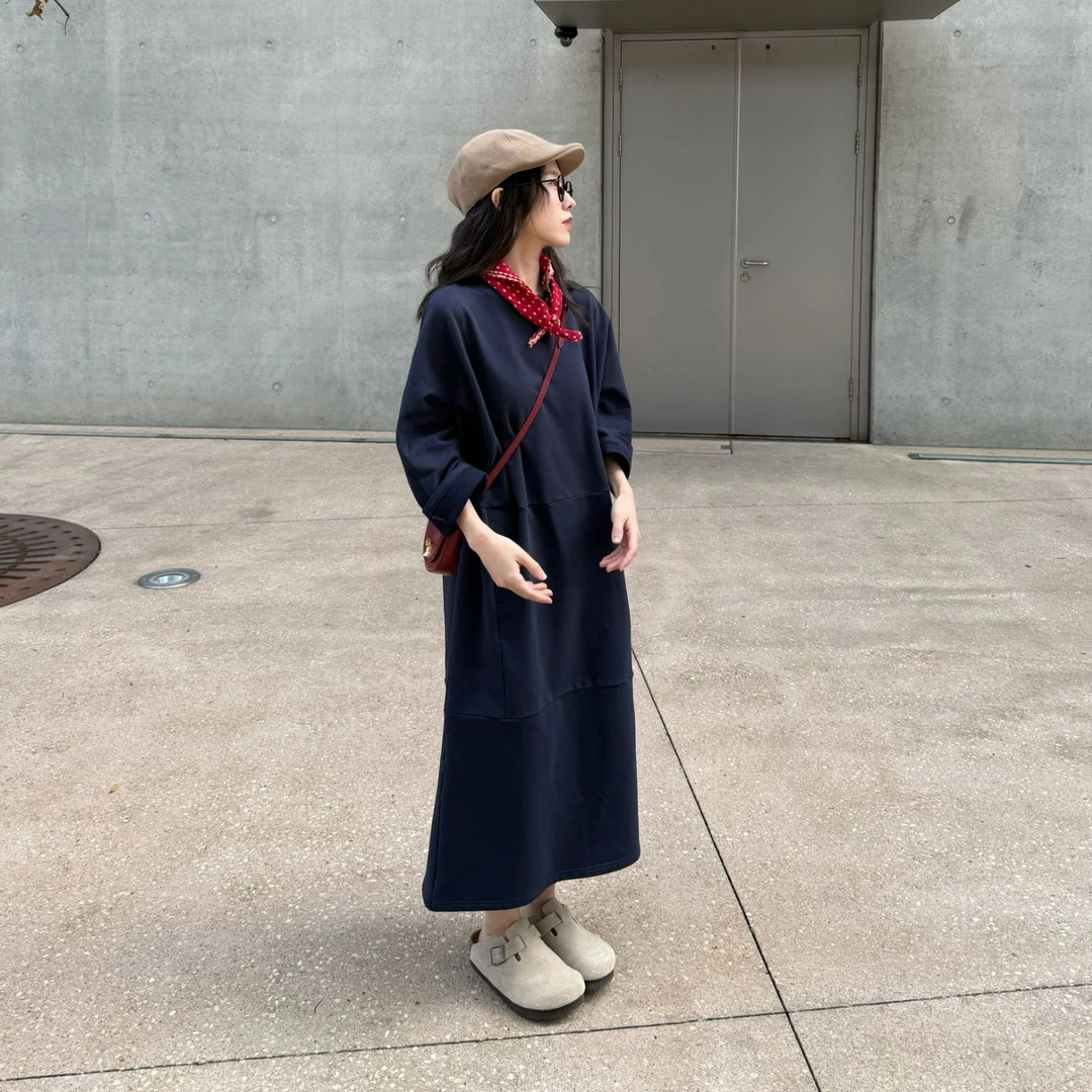 【一四六Yisiliu】小个子空气感极简廓形连衣裙日系休闲舒适卫衣裙