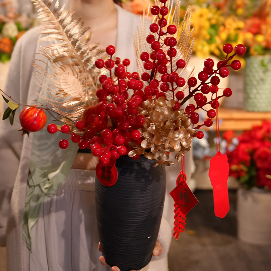 年宵花 餐桌花 福桶花材料 仿真花 客厅花 假花摆件