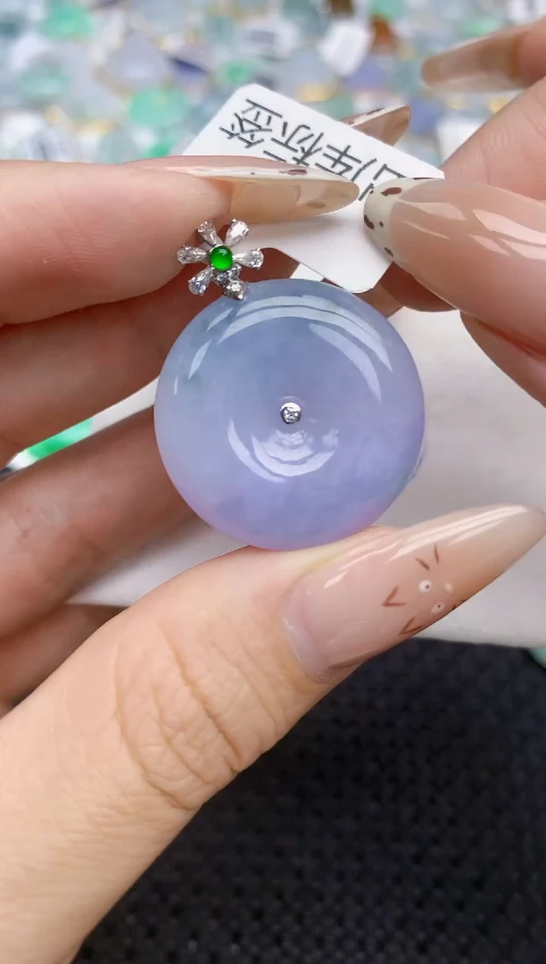 翡翠18K金镶嵌颈饰216   天然翡翠A货