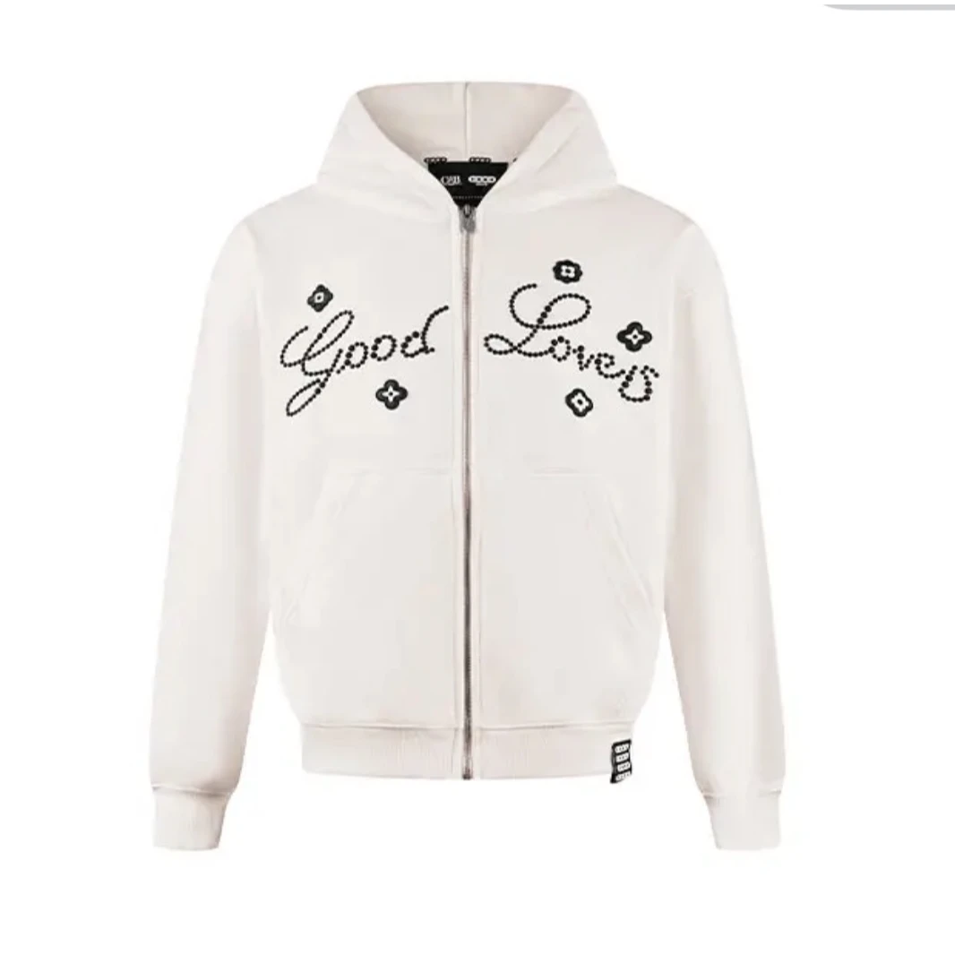 GB-GOODBRAND小花标语轻奢时尚拉链卫衣 25FW GOOD LOVES男女同款