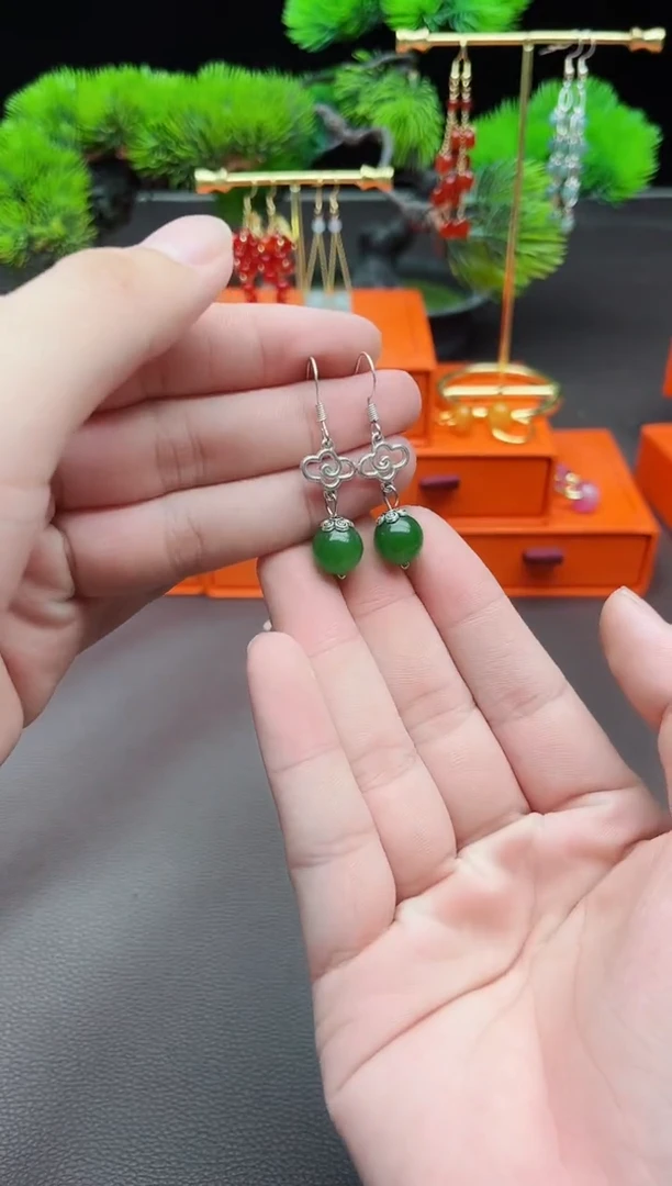 玛瑙/玉髓耳饰银S925镶嵌532