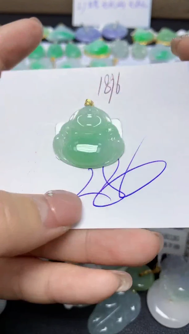 【闪购商品】翡翠挂件18K金镶嵌 天然翡翠A货