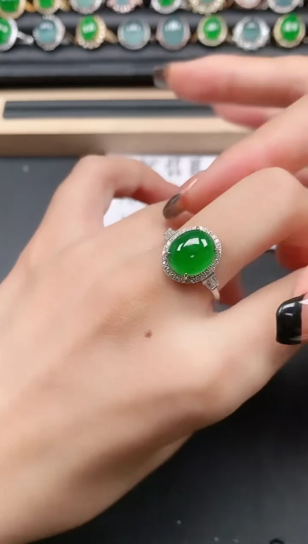 翡翠戒指银S925镶嵌111111