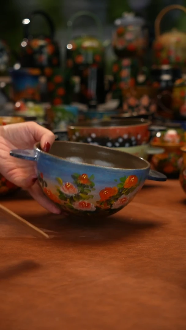 紫砂油画手绘釉下彩