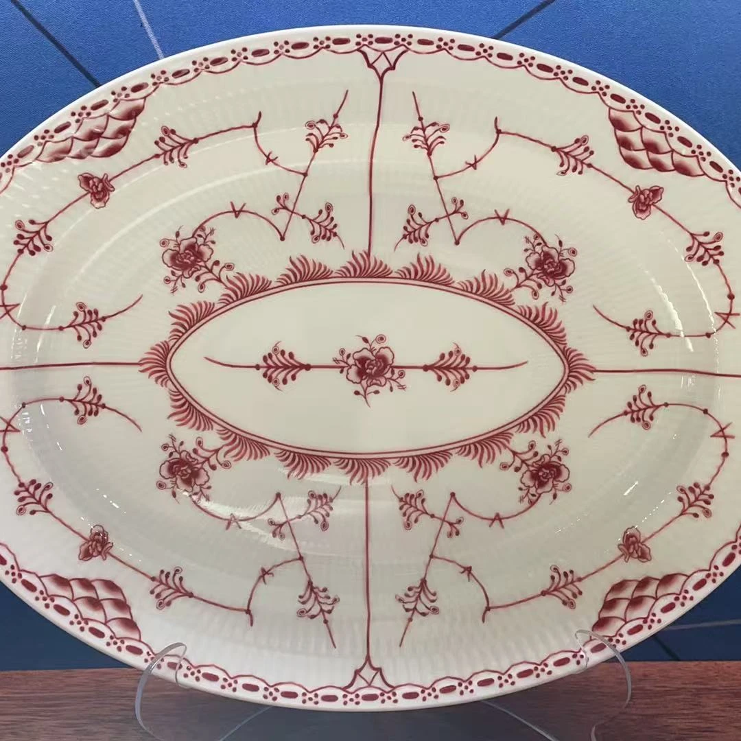 五花马14寸棕榈椭圆盘（红色）