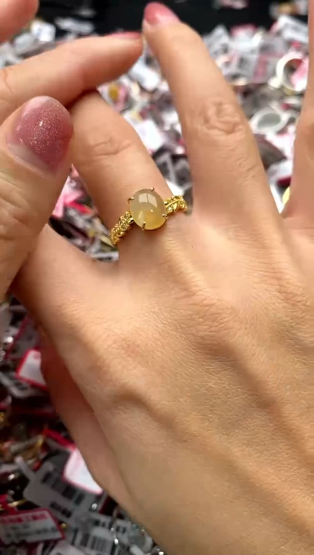 【闪购商品】翡翠戒指银S925镶嵌44444444       8