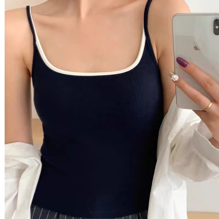 0216-11  女款气质细螺纹方领吊带美背  NM  25215