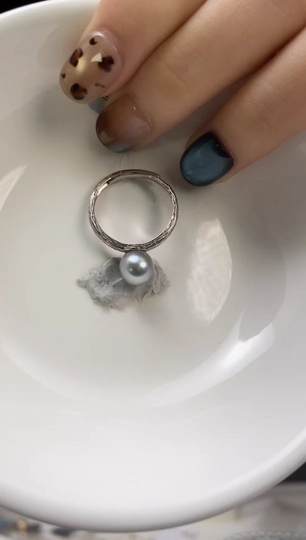 银S925镶嵌戒指海水珍珠7-8真多麻戒指