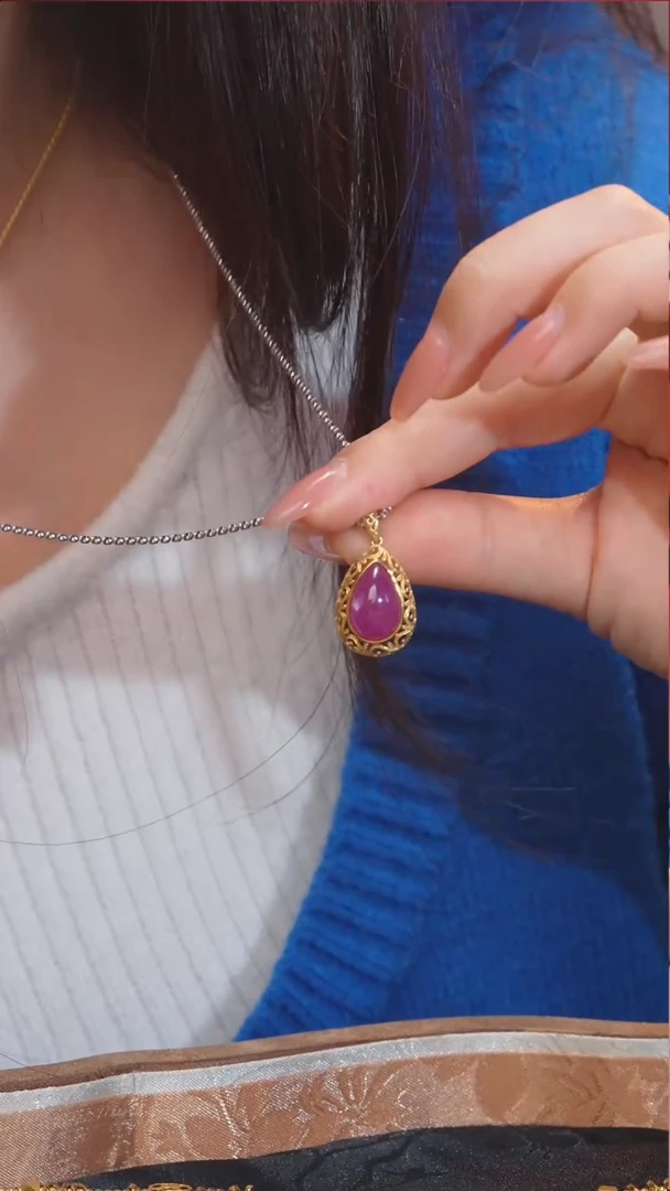 【闪购商品】红宝石吊坠不含链18K金镶嵌（6ct）@@U6240