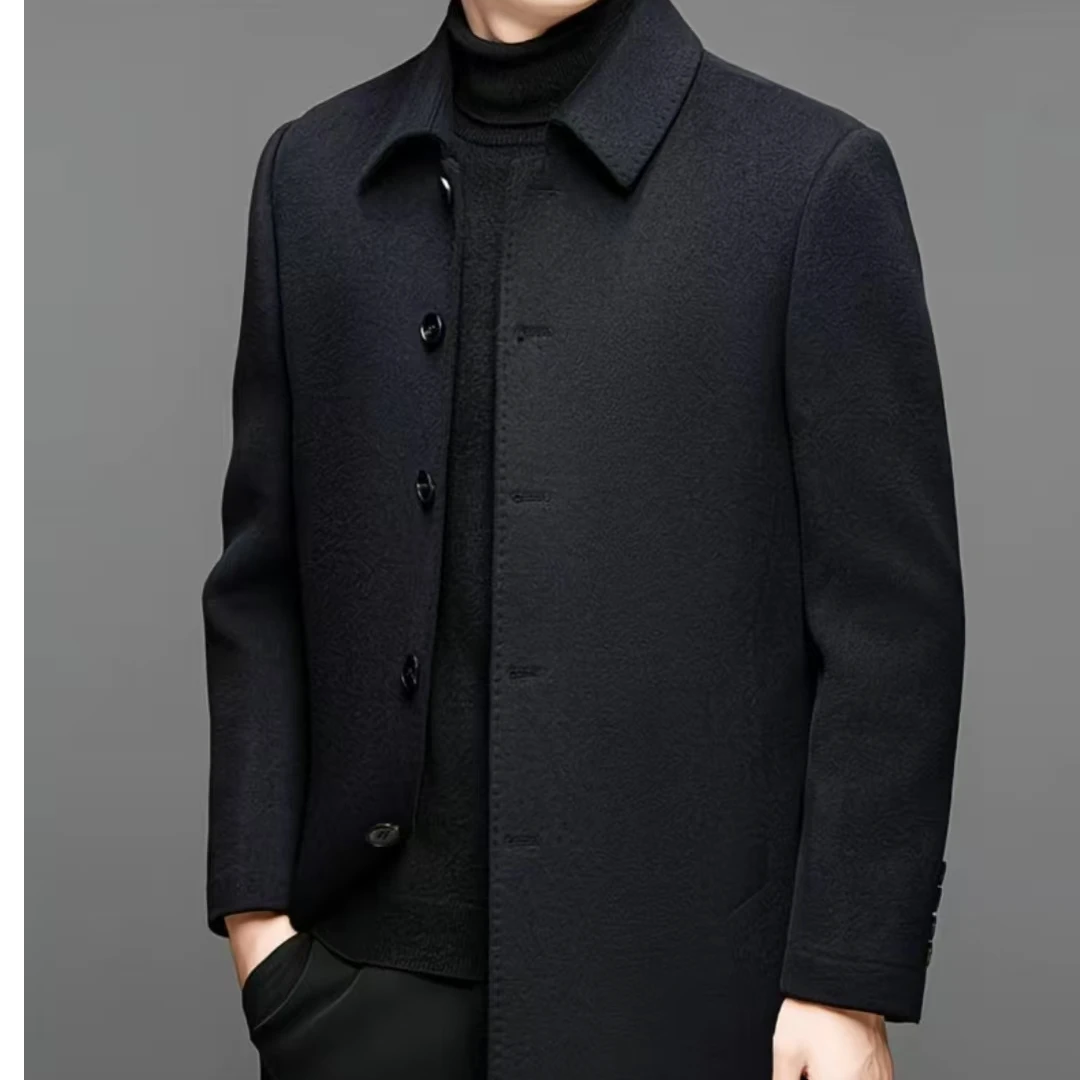 短款（100羊毛内胆羊毛呢加厚休闲外套）男士翻领商务中老年呢子