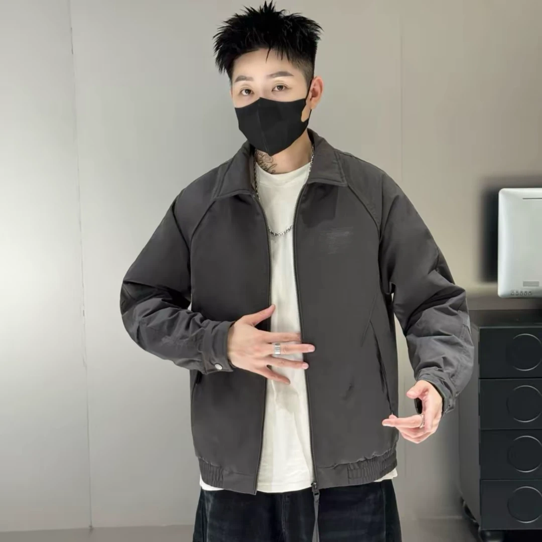 翻领棉衣秋冬季新款领潮流男夹克外套百搭潮流6073